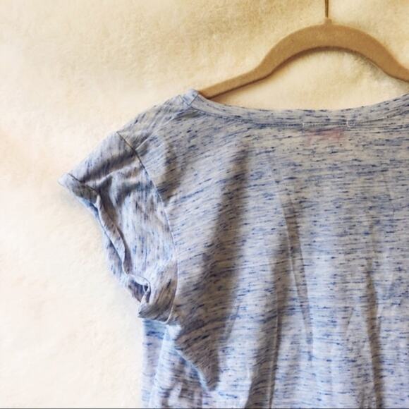 Love..Ady Blue Patterned Short Sleeve Sheer Top - Picture 2 of 6